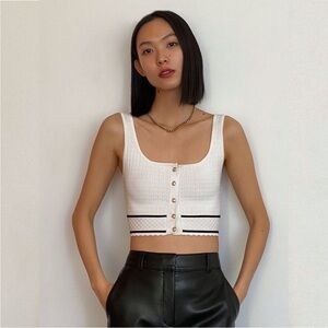NWT Aritzia Sculpt Knit Button Tank - White, Size L